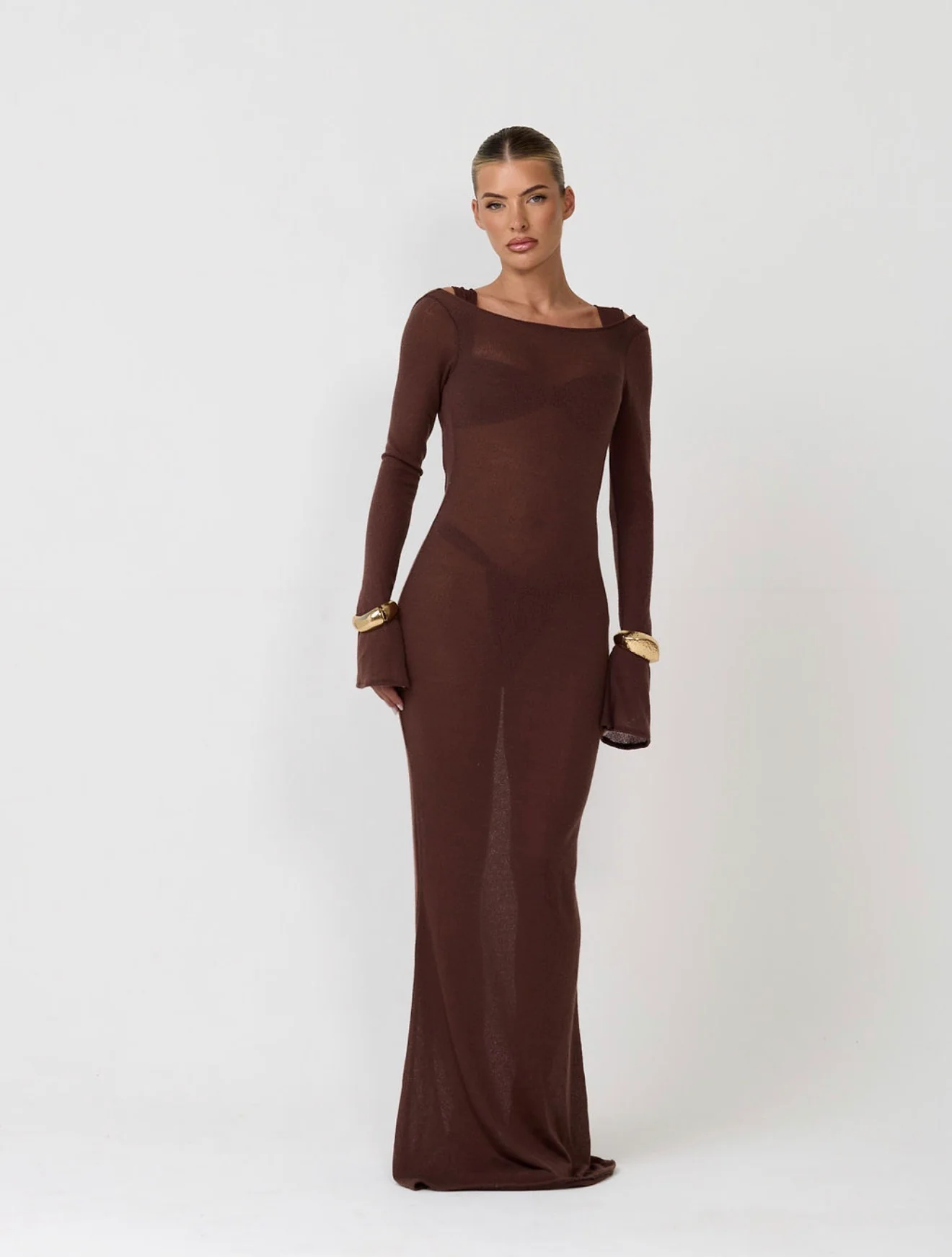 The knitted scoop dress - mocha - Image 10