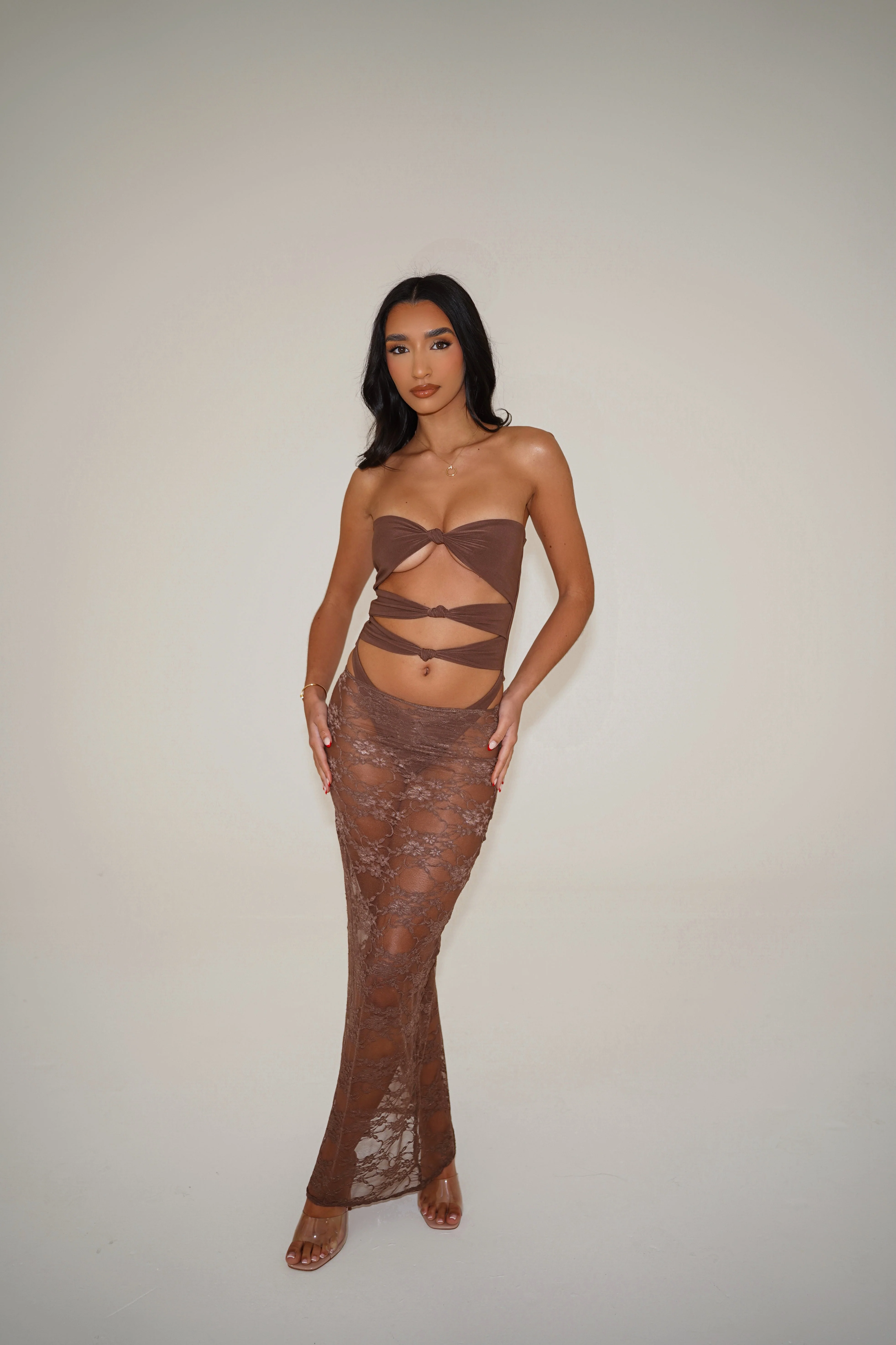 The lace maxi skirt - mocha - Image 4