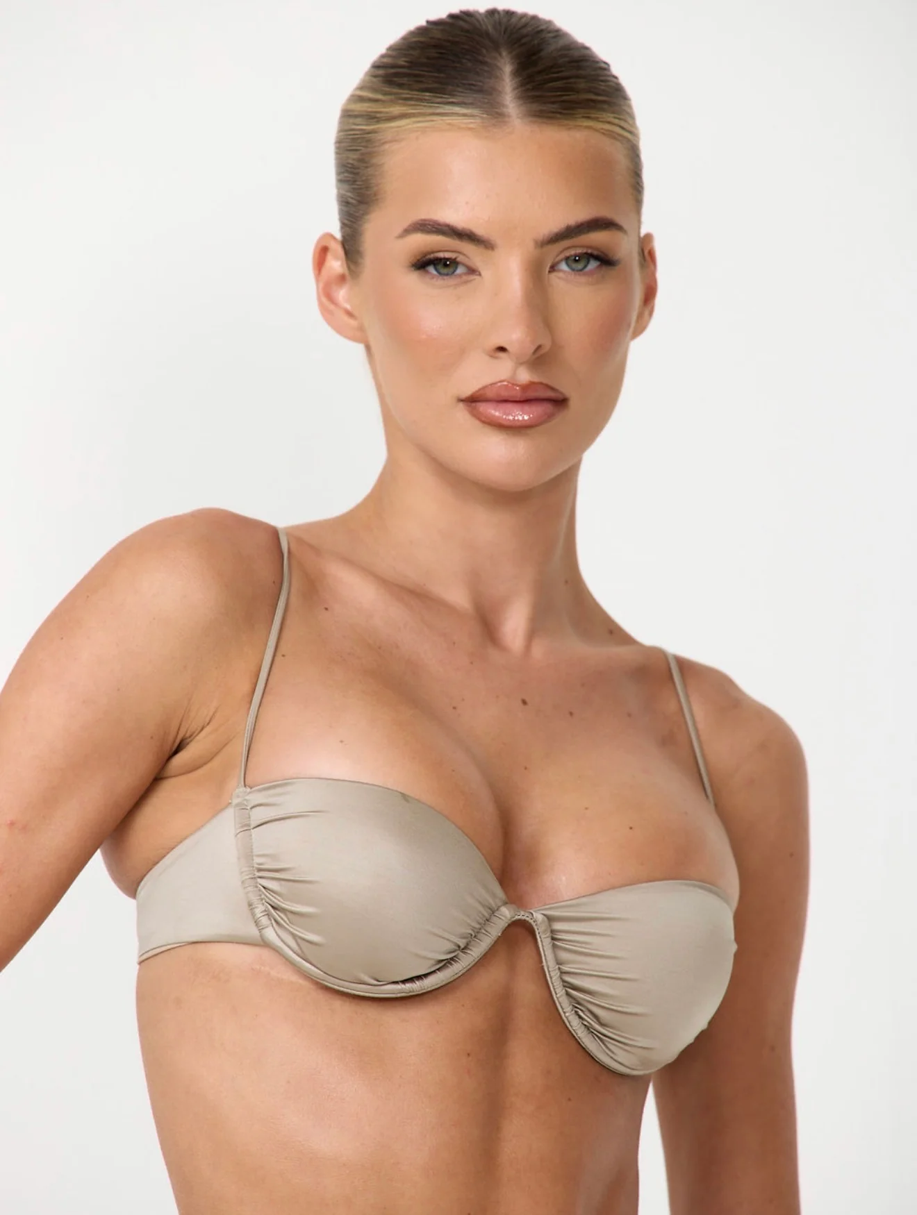 The satin underwire bikini top - taupe - Image 5