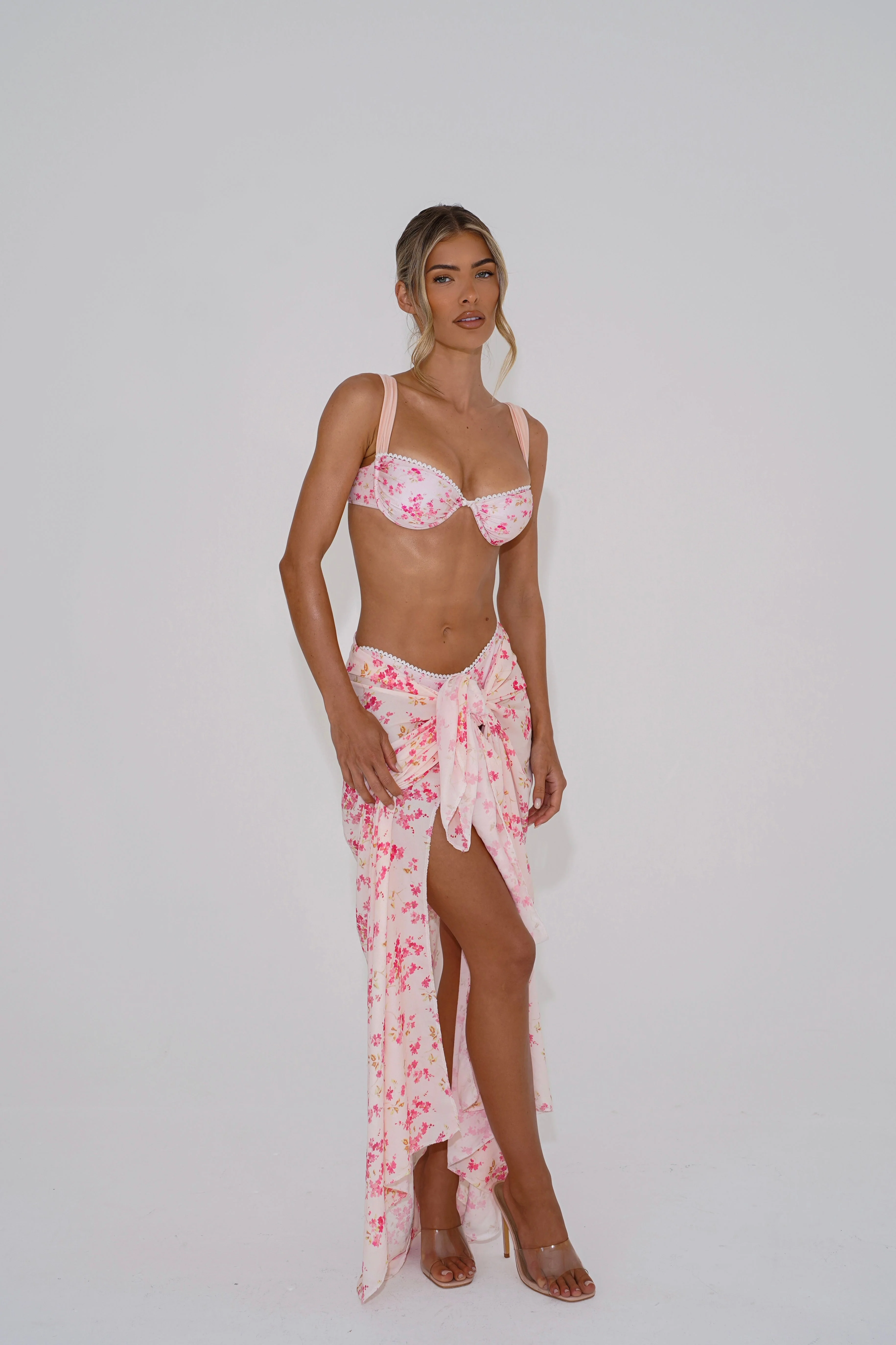 The tie up sarong - pink floral - Image 4