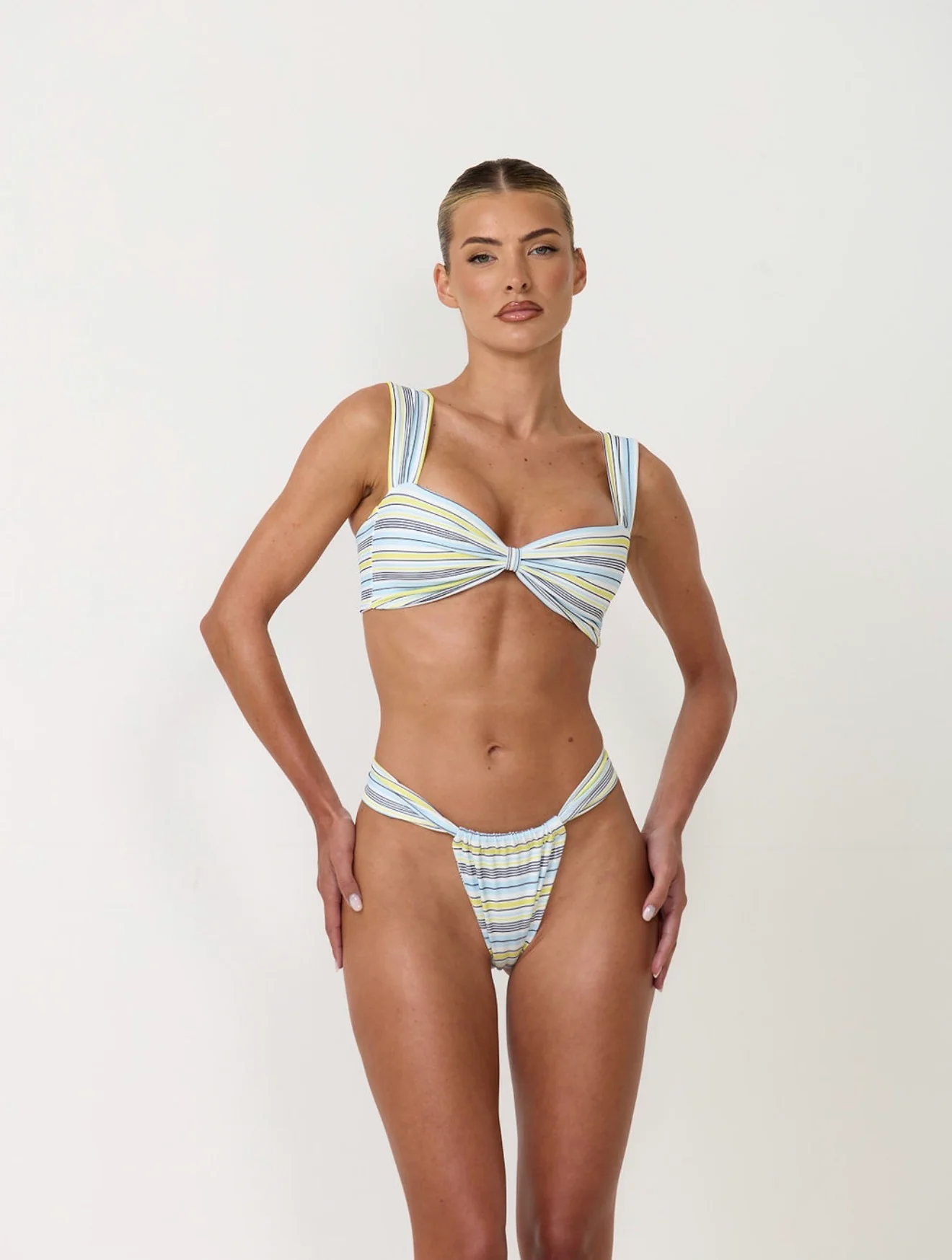 The stripy wide band bikini bottoms - aqua